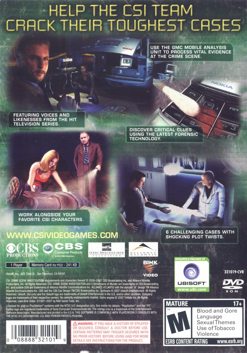 CSI 3 Dimensions of Murder - PS2