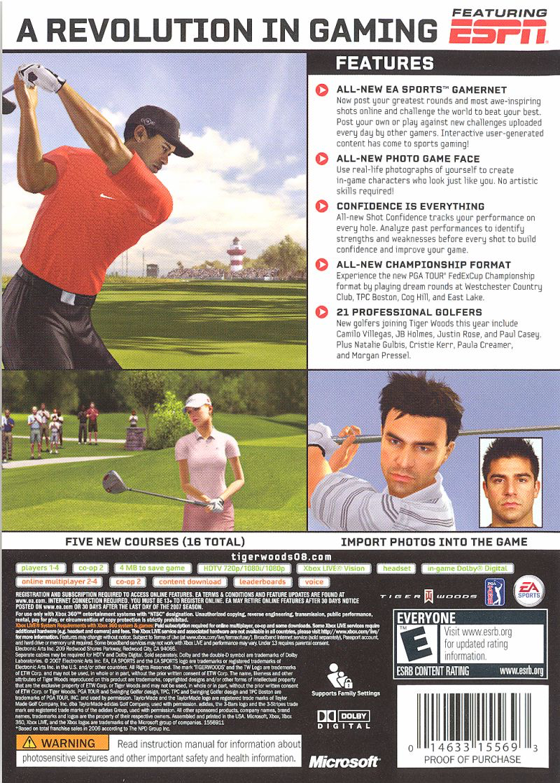 Tiger Woods PGA Tour 08 - Xbox 360