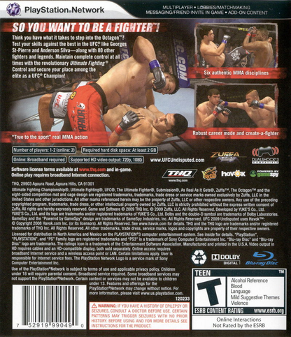 UFC Undisputed 2009 - PS3