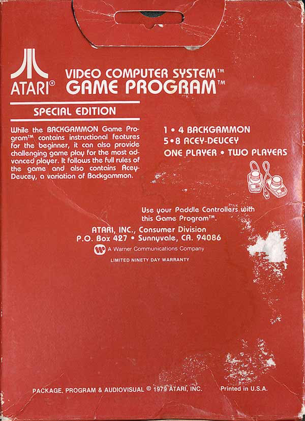 Backgammon (Text Label) - Atari 2600